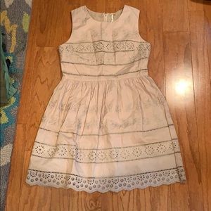 Beige Lovemarks dress with embroidery details